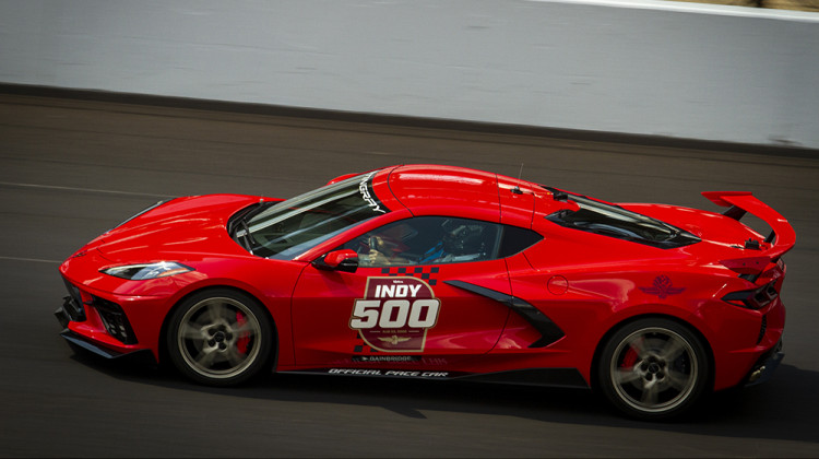 The 2020 Chevrolet Corvette Stingray coupe served as the pace car for this year's Indianapolis 500.  - Doug Jaggers/WFYI