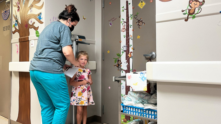 Khloe Tinker is measured ahead of an appointment at the Doniphan Family Clinic in Doniphan, Missouri. The clinic is the only source for specialized pediatric care in its rural Ozark county. - Sebastin Martnez Valdivia