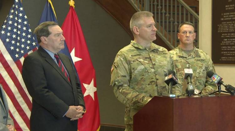 Major Scott Edwards speaks at the Indiana National Guard. - Jill Sheridan/IPB News