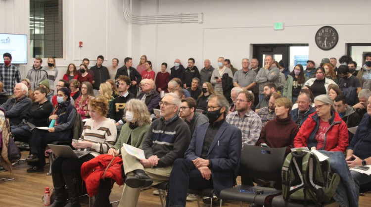 A crowd gathered Monday to hear the city council discuss a proposed ban on conversion therapy - (WBAA News/Ben Thorp)
