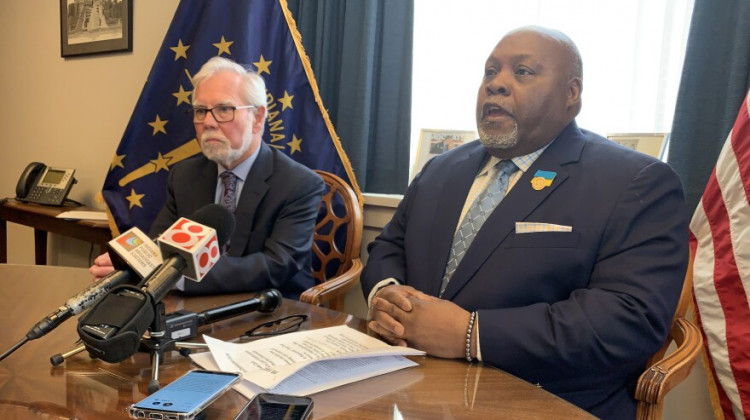 Sen. Tim Lanane (D-Anderson) and Rep. Greg Porter (D-Indianapolis) said the state can afford to suspend the gas tax for three months to help Hoosiers struggling with high prices at the pump. - Brandon Smith / IPB News