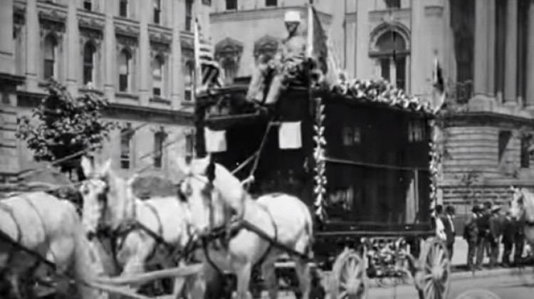 A screenshot from the 3-minute-long silent film, titled “Ringling Bros. Parade Film,” from Youtube