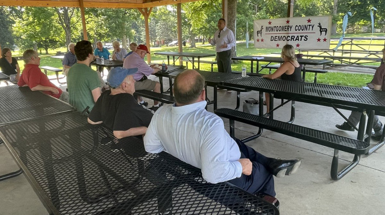 Democrats made more than two dozen stops statewide to tout the American Rescue Plan, including this event in Montgomery County.  - @AndersonDrew/Twitter