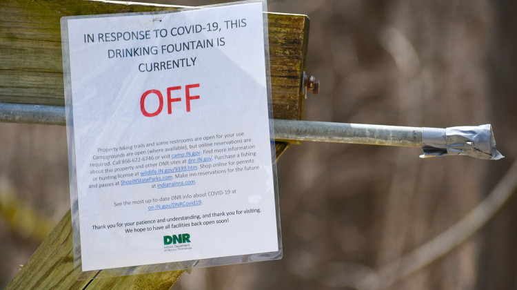 A drinking fountain at Chain O'Lakes state park has been capped due to COVID-19.  - Justin Hicks/IPB News