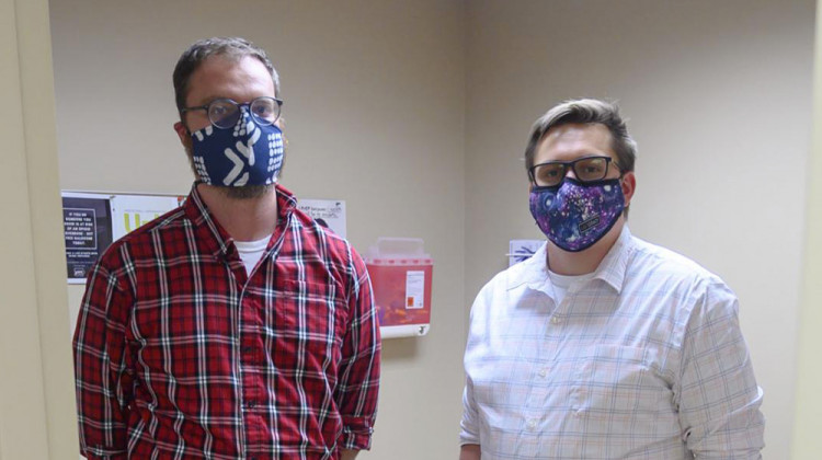 Noah Beacom and John Shaw of the Primary Health Care Clinic in Des Moines say STI testing has dropped sharply during the COVID-19 pandemic. - Natalie Krebs/Side Effects Public Media
