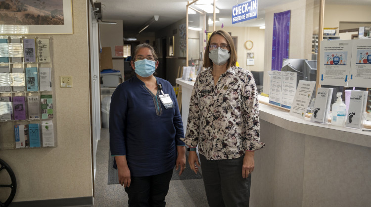 Doctors Alka Walter and Cecilia Norris work at the Free Medical Clinic in Iowa City. They see many immigrants who do not have access to Medicaid, including those under the federal government's five year ban. - Natalie Krebs / Side Effects Public Media