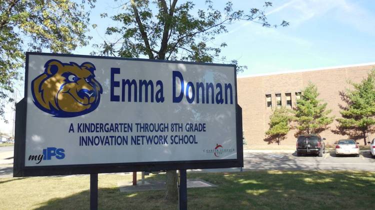 Emma Donnan Middle School is run by Charter Schools USA, a Florida-based company, but remains part of Indianapolis Public Schools as part of a recent state law. - Eric Weddle / WFYI Public Media
