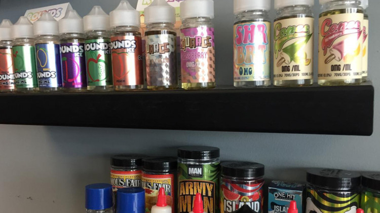 E-liquids for sale at Just Vapor in Fishers.  - Jill Sheridan/IPB News