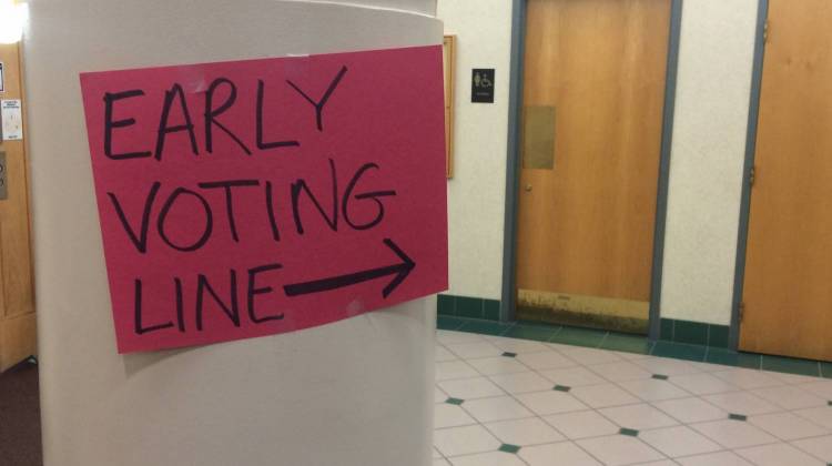 Voters hoping to cast their ballots on the final day of early voting Monday faced massive lines and hours-long waits. - Sarah Fentem/WBAA