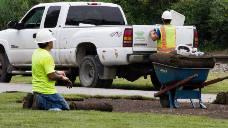 EPA contractors installed clean sod in Zone 2 of the Superfund site after excavating contaminated soil. - Annie Ropeik/IPB News