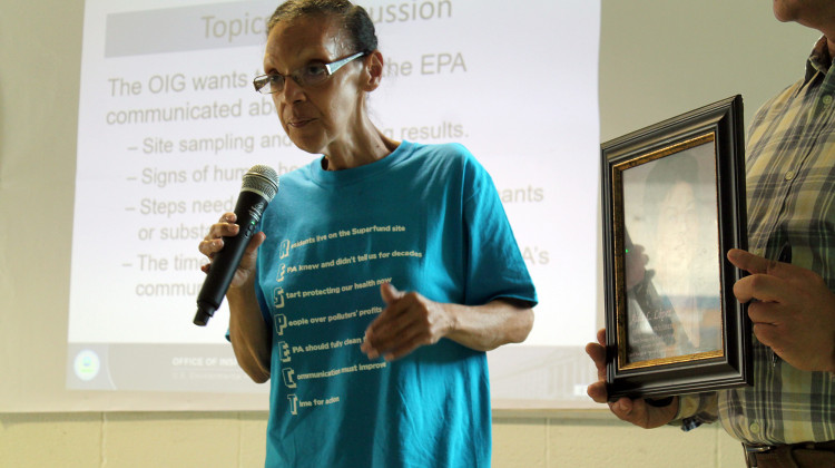 East Chicago Calumet Coalition Community Advisory Group President Maritza Lopez speaks at an EPA Office of Inspector General meeting in June 2019. - FILE PHOTO: Lauren Chapman/IPB News