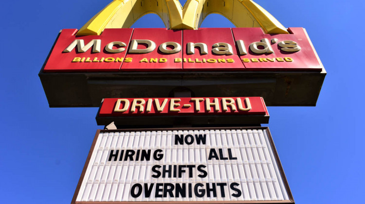A McDonald's in South Bend advertising that it's hiring for jobs.  - Justin Hicks/IPB News