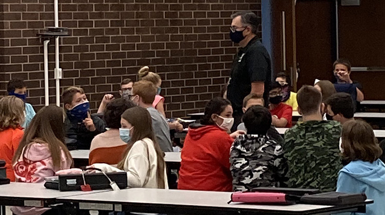 On the first day of classes last week, Delaware Community Schools Superintendent Reese Mann tweeted out photos of students wearing masks. - Reece Mann via Twitter