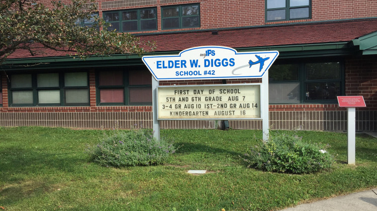 The outside of Elder Diggs School 42 in July 2017 following the start of Ignite Achievement Academy operating the school. Indianapolis Public Schools Board is now seeking a new manager for the northwest-side elementary school after it did not renew Ignite's contract. - (Eric Weddle/WFYI)