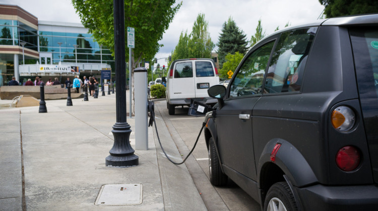 A public electric car charging station. - Wikimedia Commons