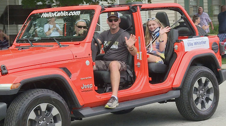 Ella Whistler rides at the front of the parade.