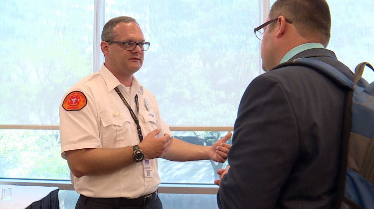 Brandon Dreiman led a session on mental health at the annual Indiana Emergency Response Conference. - Jill Sheridan/IPB News