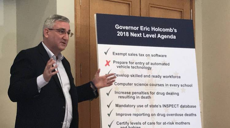 Gov. Eric Holcomb identified self-driving vehicle legislation as a priority this year. But it was one of the bills that died when lawmakers ran out of time. - Brandon Smith/IPB News