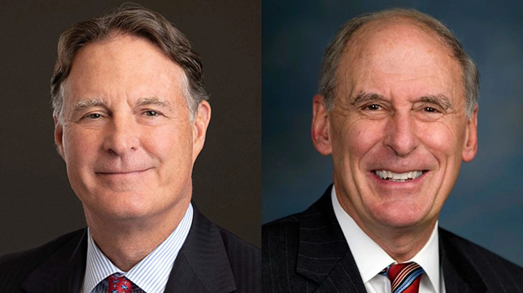 Former U.S. Sen. and Indiana Gov. Evan Bayh (left) and Former Director of National Intelligence and U.S. Sen. Dan Coats (right).  - Courtesy of Indiana University
