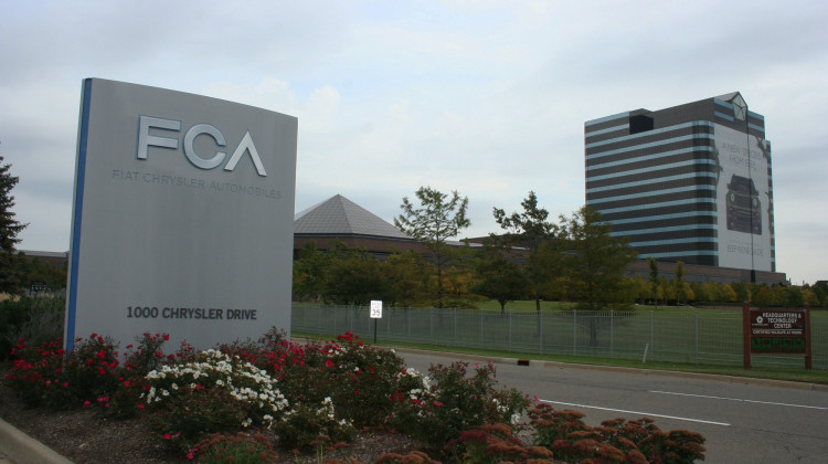 Fiat Chrysler Automobiles sign at Chrysler World Headquarters and Technology Center, Auburn Hills, Michigan. - Courtesy Fiat Chrysler Automobiles