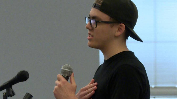Bloomington High School South junior Max Pritchett said he's grown up in a warming world and has concerns about what it might look like for him and future generations. - Rebecca Thiele / IPB News