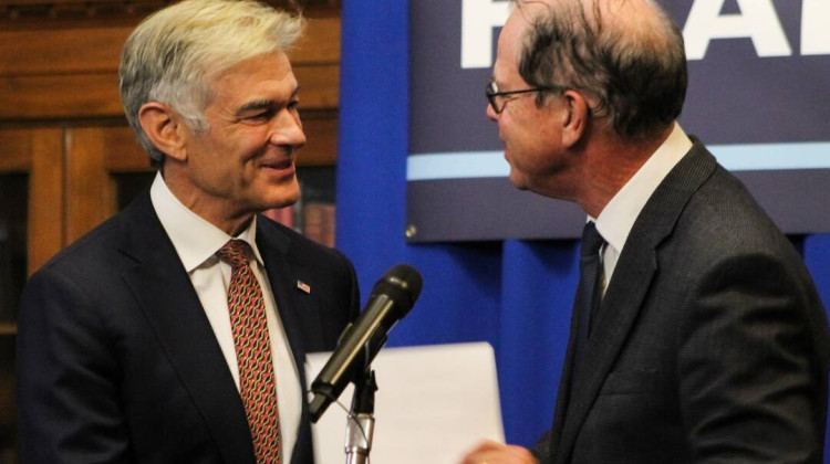 As part of the announcement, Gov. Mike Braun was joined by Centers for Medicare and Medicaid Services Administrator Mehmet Oz. - Abigail Ruhman / IPB News