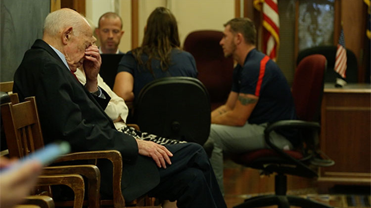 Albert Fink in court in Gibson County in August, 2017. - WFIU/WTIU News