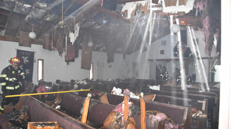 The roof of Bethany Rembrandt Church collapsed during a fire Sunday, causing damage worth $100,000. No one was injured. - Provided by Indianapolis Fire Department