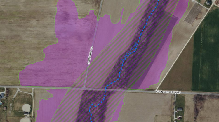 A floodplain map of the area where two Amish brothers built their homes in Wayne County. - (Indiana Floodplain Information Portal)