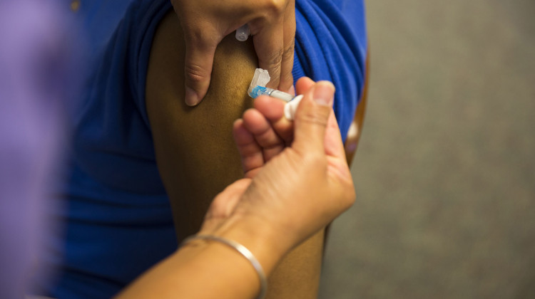 A person receives a drug injection. - WFYI File Photo