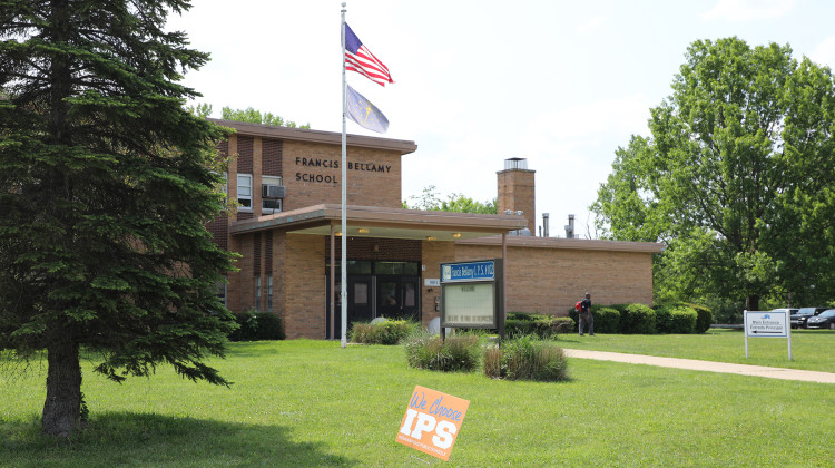 Francis Bellamy School 102 on the Far Eastside was closed in the summer of 2023 as part of an overhaul of the Indianapolis Public Schools district to address declining enrollment and aging facilities. VOICES, a nonprofit that offers youth programs, wants to expand and is interested in buying the school.  - Eric Weddle / WFYI