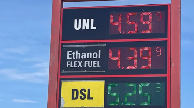 Hoosiers are currently paying almost 75 cents per gallon in state and federal taxes when they get gas.  - Alan Mbathi/IPB News