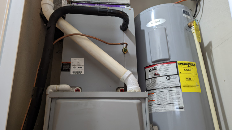 A natural gas furnace and a water heater in a utility closet. - Rebecca Thiele
/
IPB News