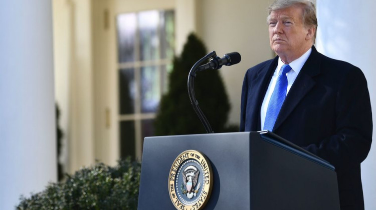 President Trump delivers remarks about border security in the Rose Garden at the White House on Friday. - Brendan Smialowski/AFP/Getty Images