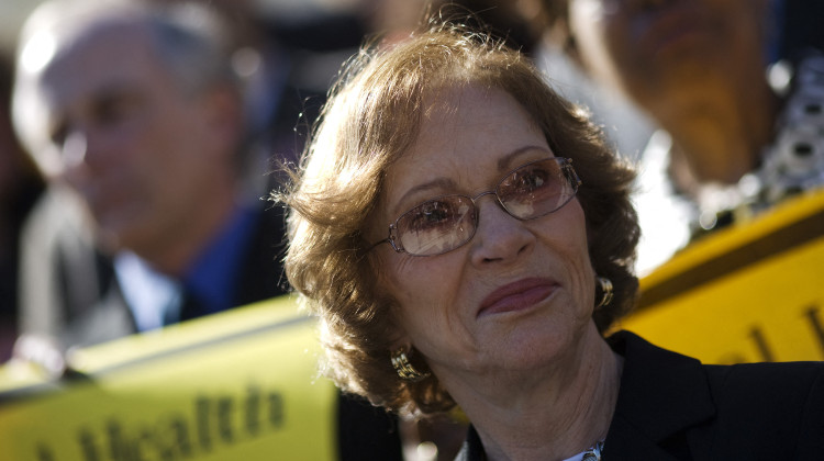 Former First Lady Rosalynn Carter attends a rally at the US Capitol in March 2008 when she helped get the mental health parity law enacted. Carter died on Nov. 19 at age 96. - MANDEL NGAN / AFP via Getty Images