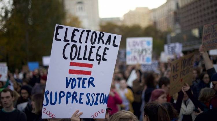 Protesters demonstrate in Philadelphia last week. Republican Donald Trump is assured of a victory, unless there is a massive â€” and totally unexpected â€” defection by the electors pledged to support him.