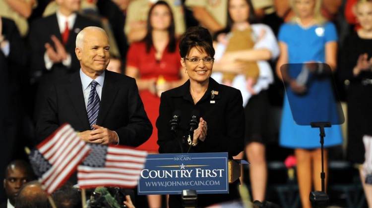 John McCain and Sarah Palin appear at a rally on Aug. 29, 2008, in Dayton, Ohio. McCain announced the governor as his vice presidential running mate at the rally.