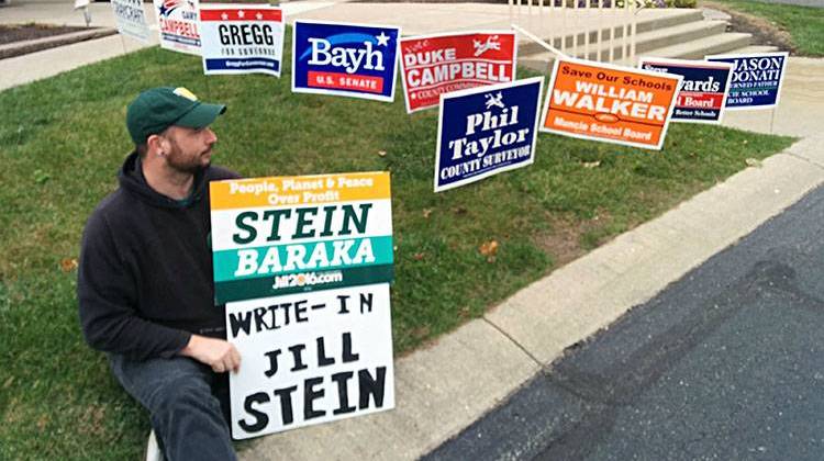 Dennis Everette took the day off of work to campaign for Green party presidential candidate Jill Stein. - Stephanie Wiechmann/IPBS