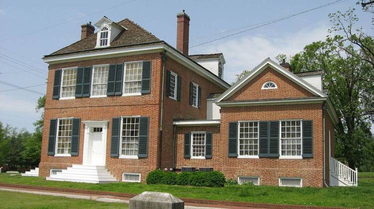 Grouseland, the home of William Henry Harrison, sits at the end of Scott Street in Vincennes. - Nyttend/public domain