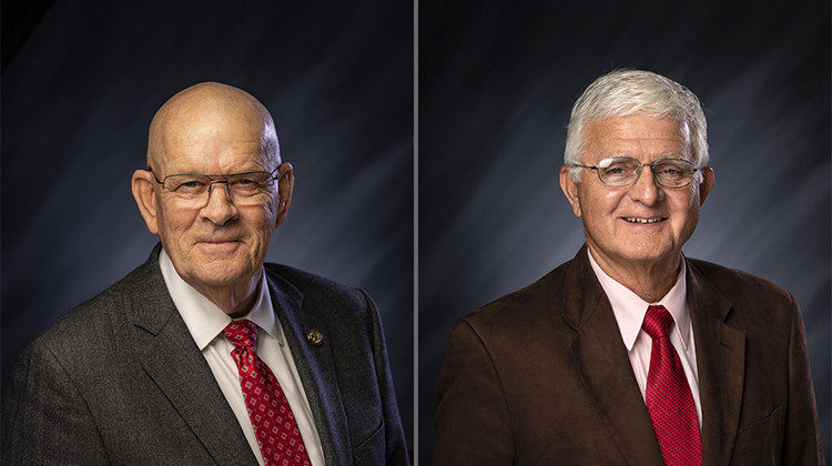 Indiana State Reps. Doug Gutwein (R-Francesville), left, and Don Lehe (R-Brookston), right, both announced Tuesday that they won’t seek reelection in 2022. - Indiana House of Representatives Republican Caucus