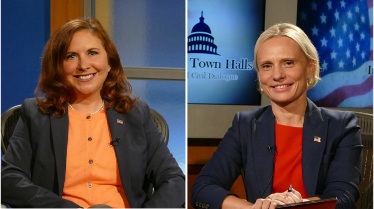 Democrat Christina Hale (left) and Republican Victoria Spartz (right) answered questions during a town hall on Tuesday, Sept. 22. - Clayton Taylor/WFYI