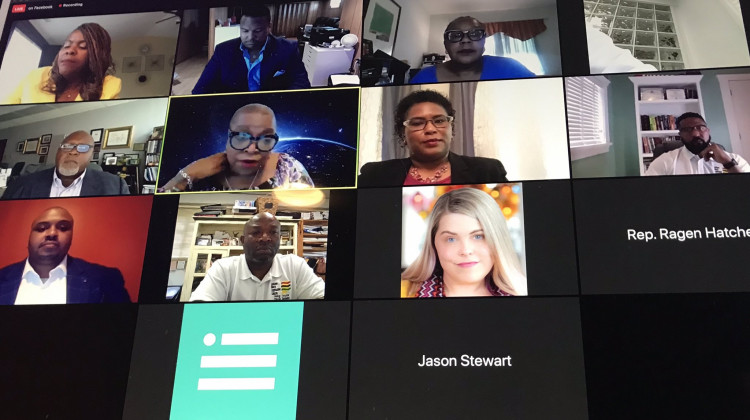 Members of the Indiana Black Legislative Caucus, along with organizers, prepare for a virtual town hall. - @Earl_Harris_Jr/Twitter