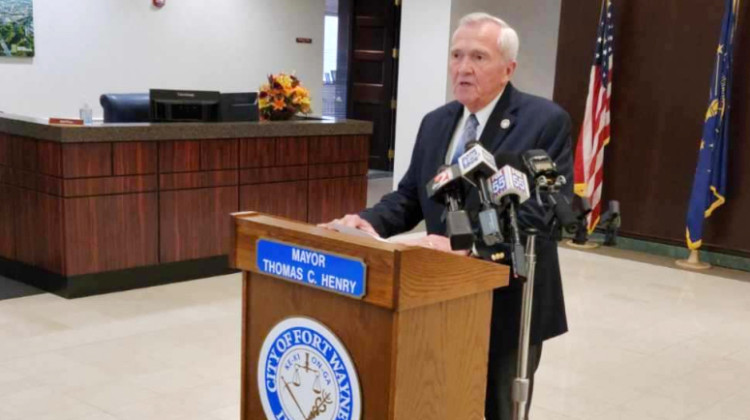 Fort Wayne Mayor Tom Henry appeared at Citizens Square in October to apologize for his arrest on charges of operating while intoxicated. - Tony Sandleben / WBOI News