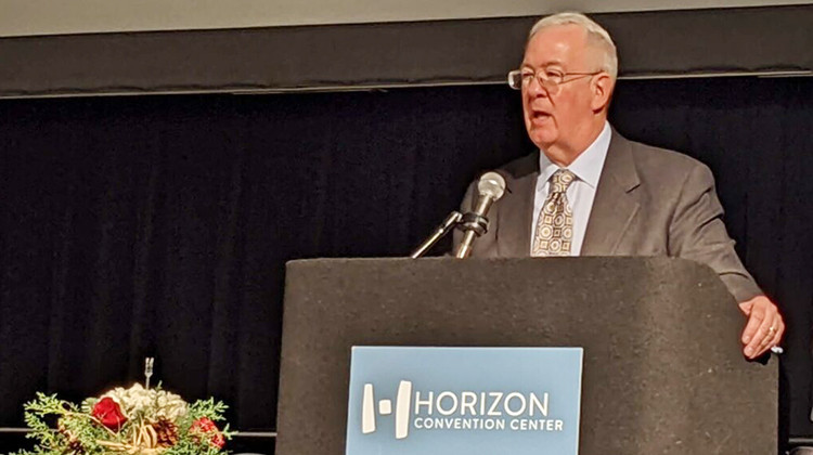 Michael Hicks says Ball State University economists have been giving an annual forecast for the last 50 years.  - Stephanie Wiechmann/IPR