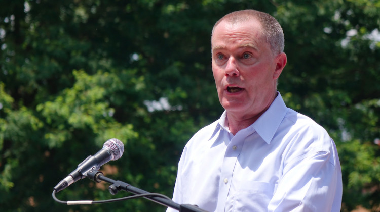 Indianapolis Mayor Joe Hogsett speaks at a Juneteenth celebration on June 19, 2020. - Eric Weddle/WFYI News