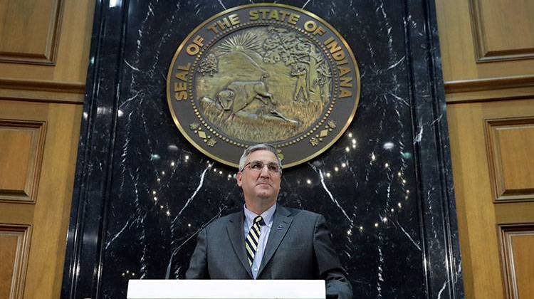 Indiana Gov. Eric Holcomb delivers his State of the State address to a joint session of the legislature at the Statehouse, Tuesday, Jan. 17, 2017, in Indianapolis. - AP Photo/Darron Cummings