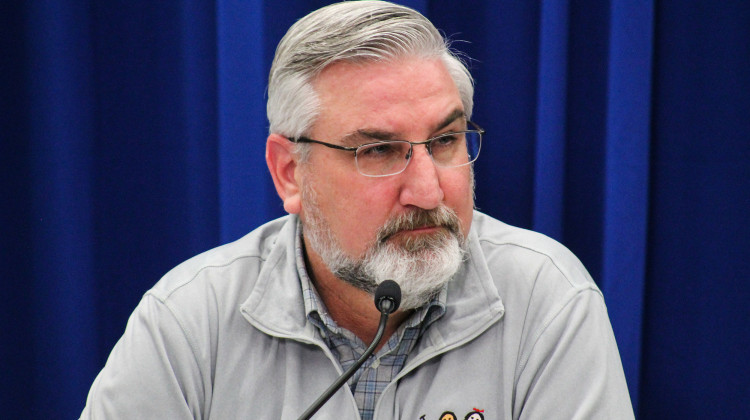 Gov. Eric Holcomb speaks to the press during a news conference in late December 2021. - Lauren Chapman
/
IPB News