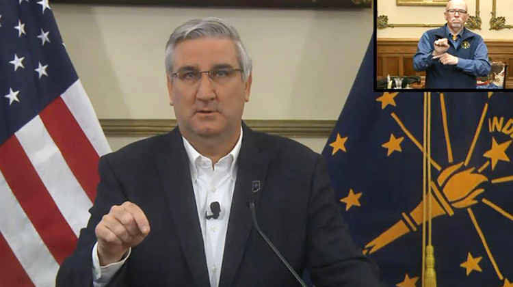 Gov. Eric Holcomb says as he's reopening the state, he knows there will be an increase in COVID-19 cases, but Hoosiers couldn't wait for a vaccine to reopen. - Screenshot of Zoom call