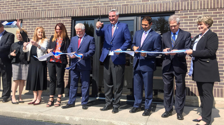 Gov. Eric Holcomb at a ribbon-cutting ceremony for the new primary care center for Fiat Chrysler Automobiles. - Photo provided by Fiat Chrysler Automobiles