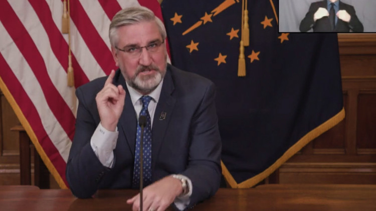 Gov. Eric Holcomb delivered a statewide address that laid out plans to end statewide COVID-19 restrictions and open vaccination appointments.  - Screenshot of Facebook Live